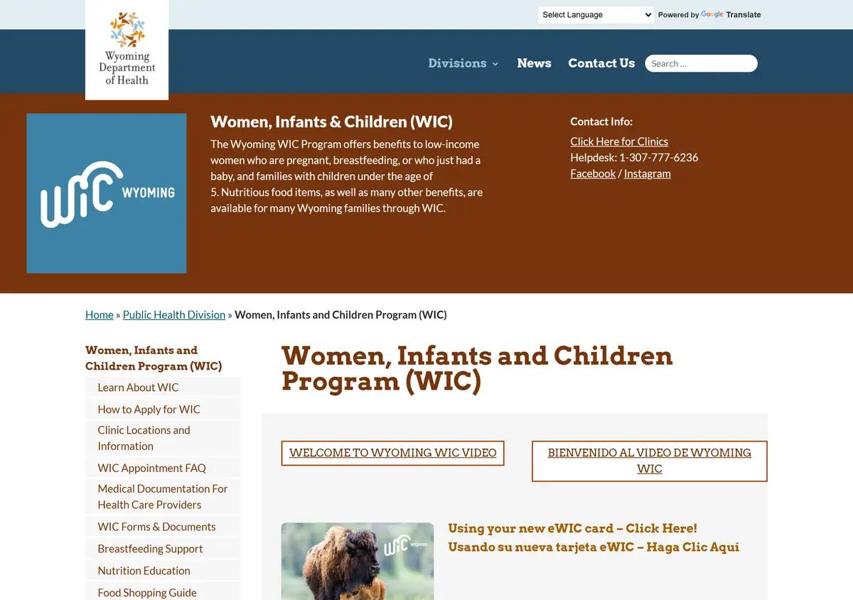 The Wyoming WIC program page.