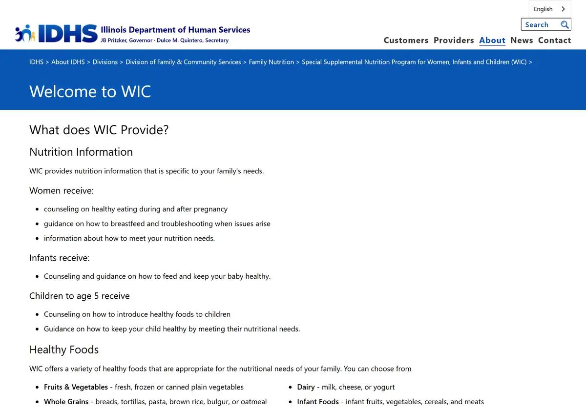 The Illinois WIC income guidelines page.