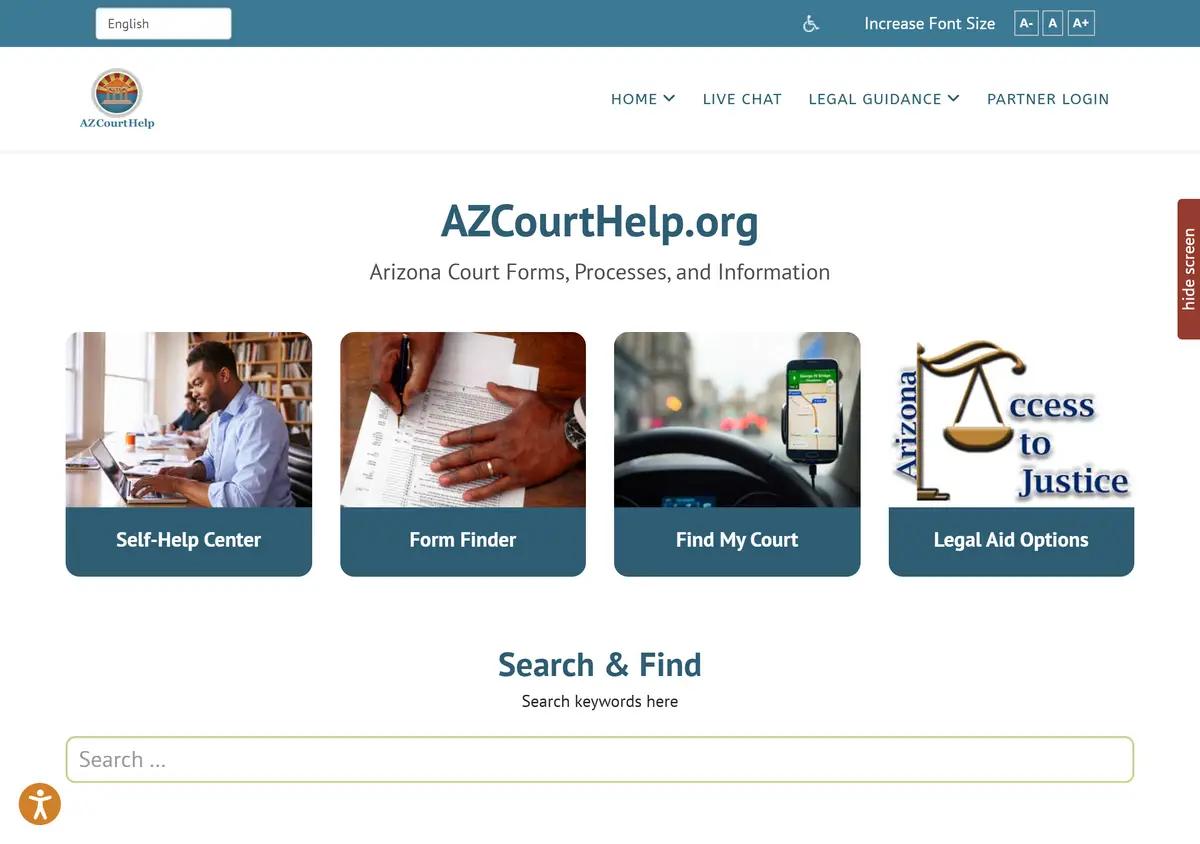 The AZCourtHelp self-help portal.