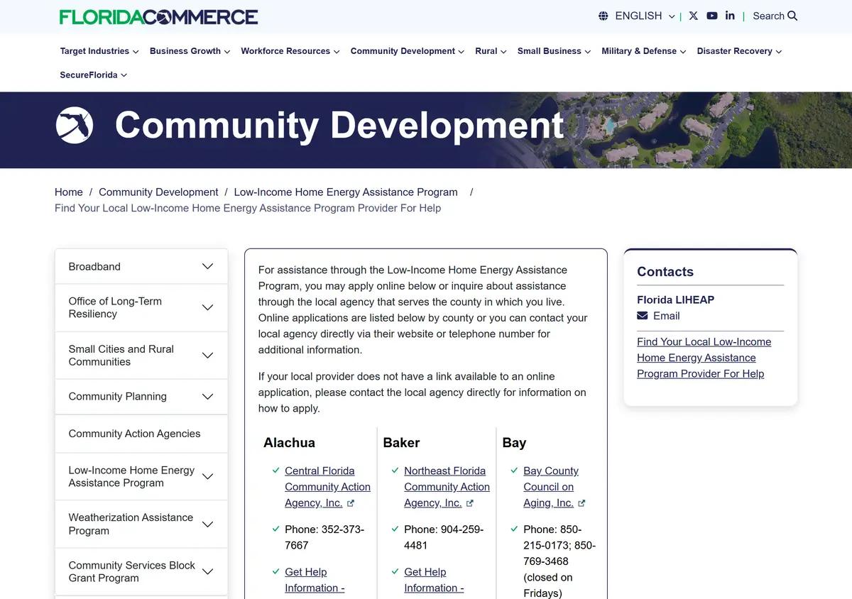 The Florida LIHEAP local provider finder.