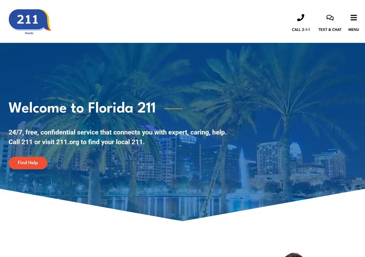 The Florida 211 homepage.