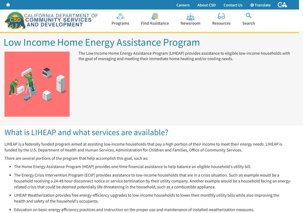The CSD LIHEAP program page.