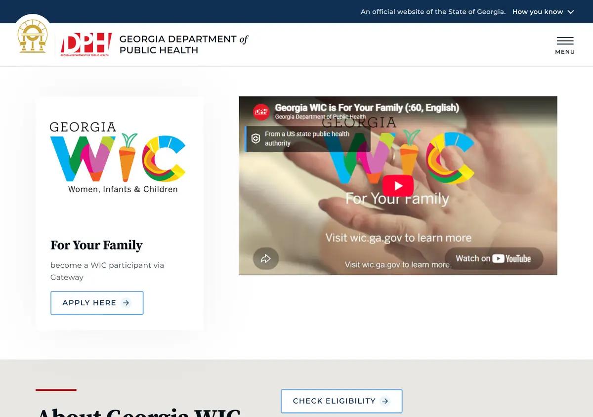 The Georgia Department of Public Health WIC program page.