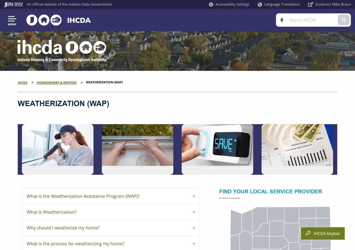 The Indiana IHCDA weatherization page.