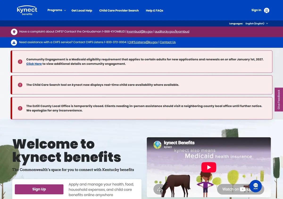 The kynect benefits portal.