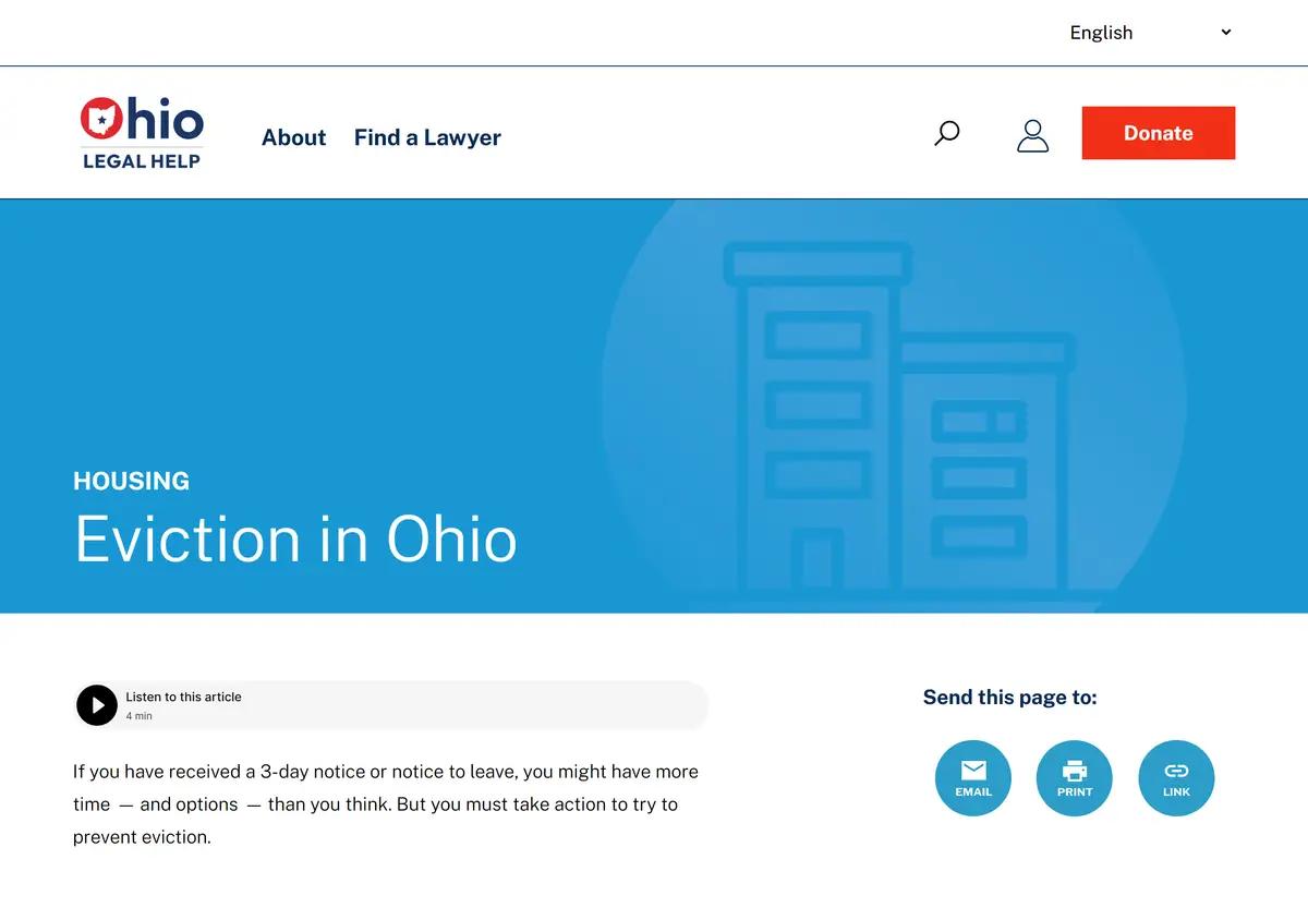 The Ohio Legal Help eviction information page.
