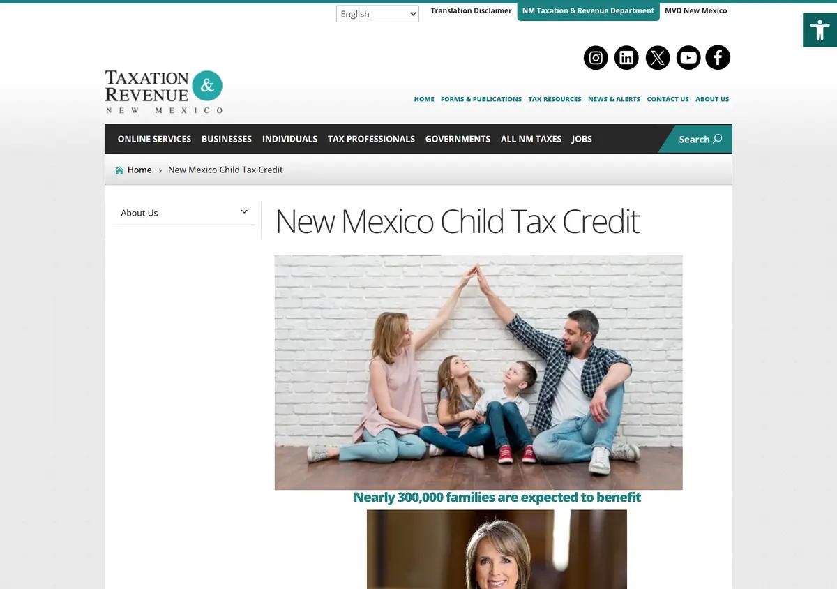 The New Mexico Child Tax Credit page.