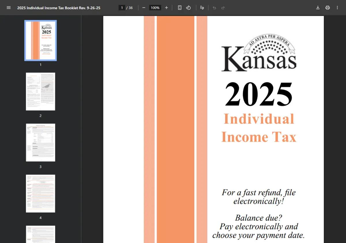The Kansas Department of Revenue K-40 income tax instructions.
