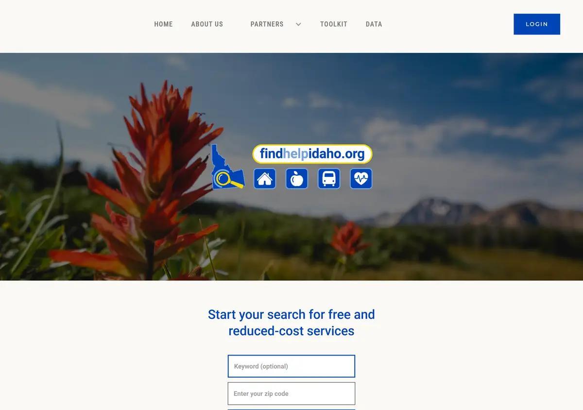 The Find Help Idaho online resource search tool.