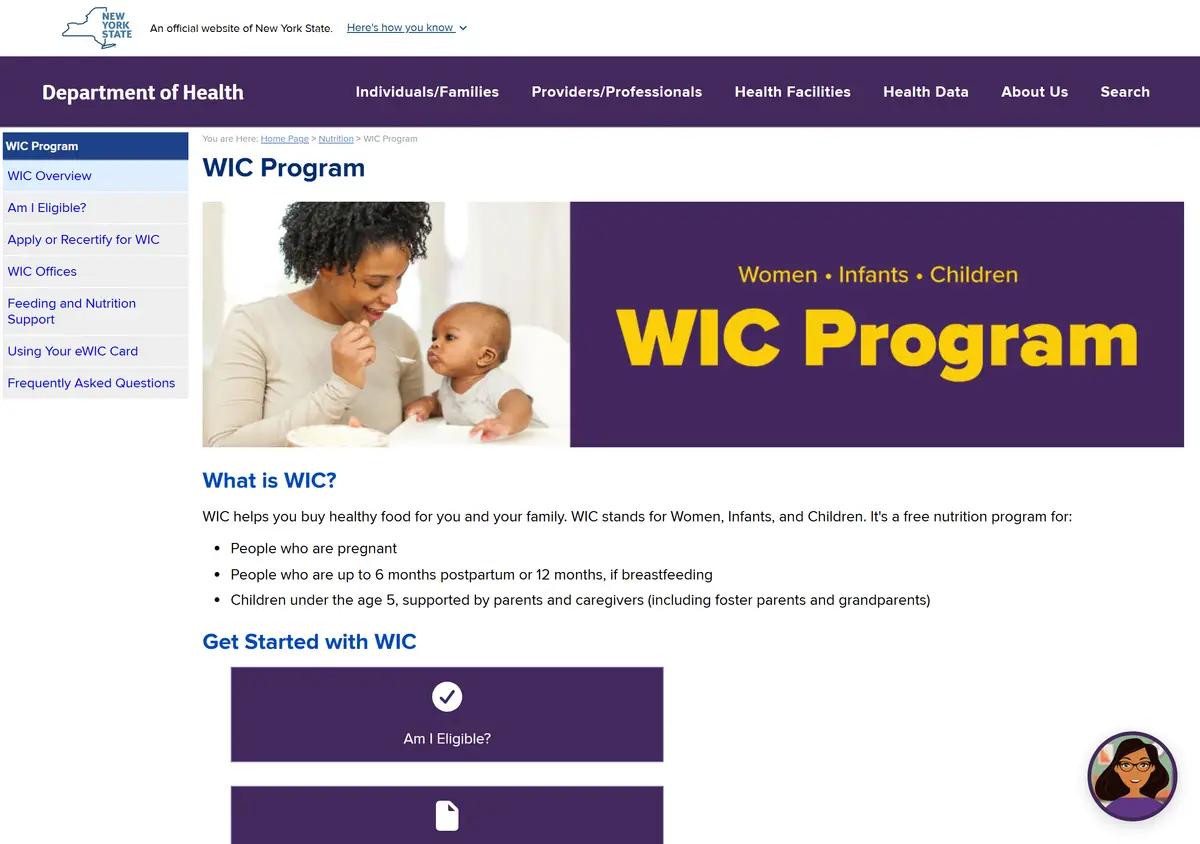 The New York State Department of Health WIC program page.