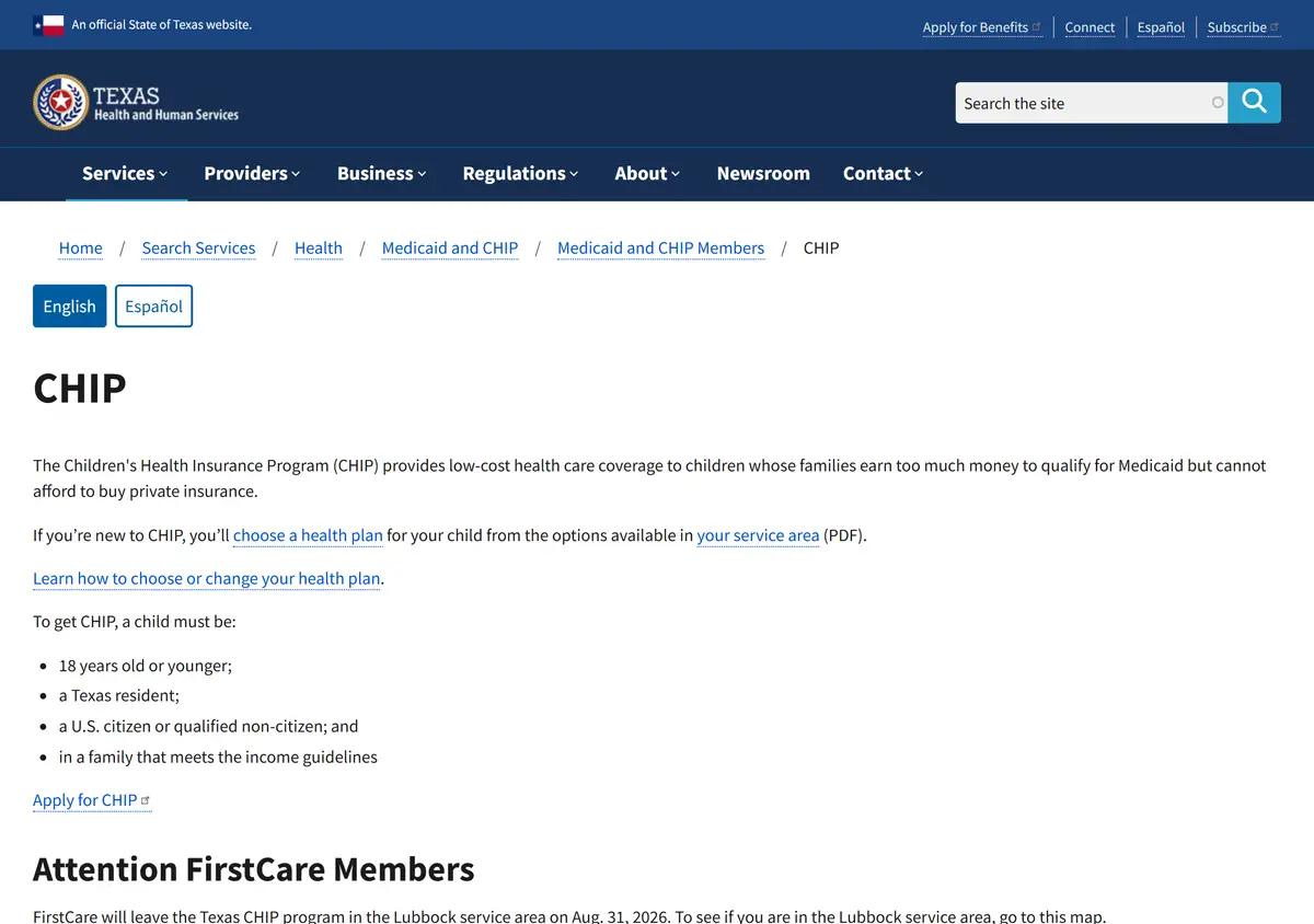 The Texas Medicaid and CHIP program page.