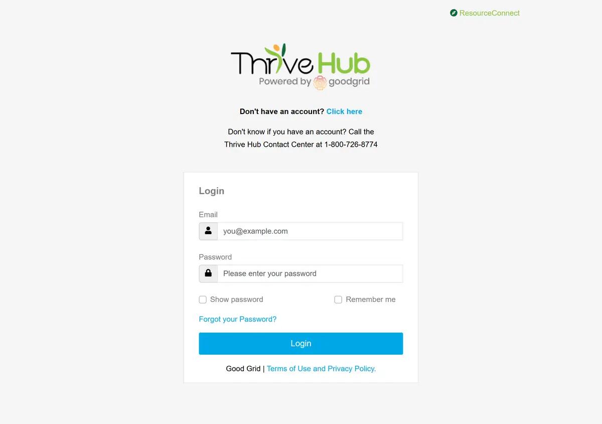 The SC Thrive Hub enrollment platform.