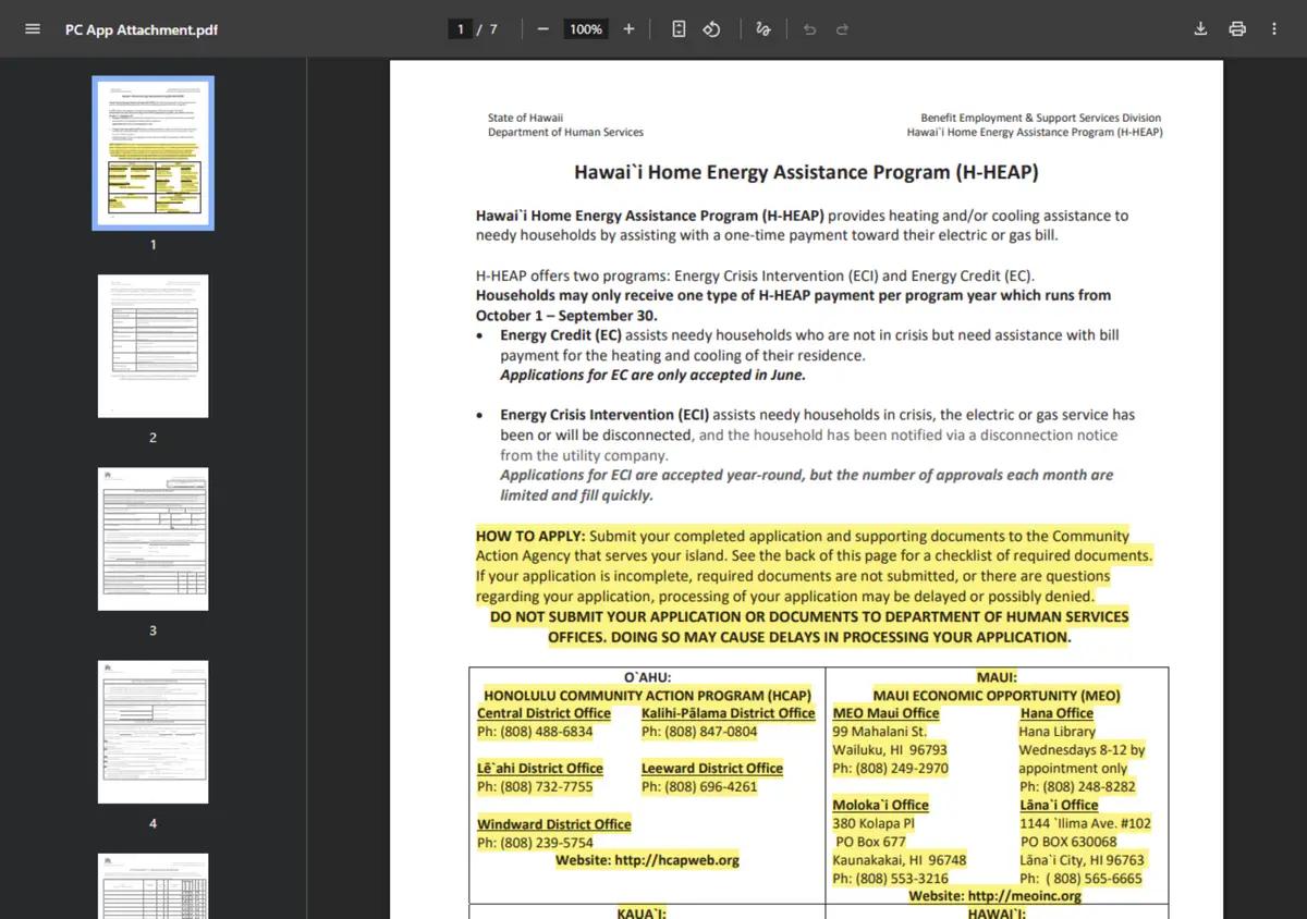 The Hawaii H-HEAP 2026 application packet.