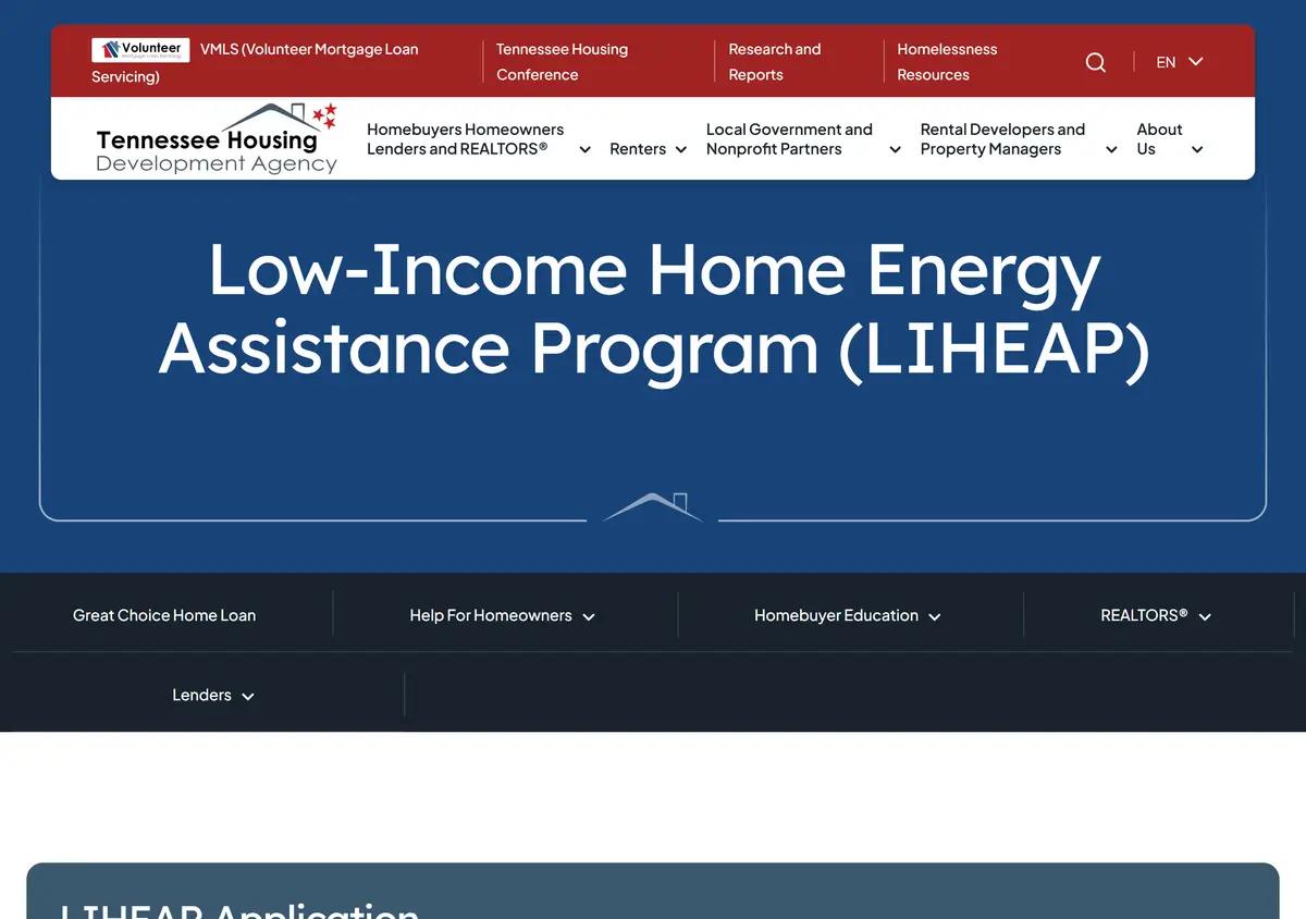 The THDA LIHEAP energy assistance page.