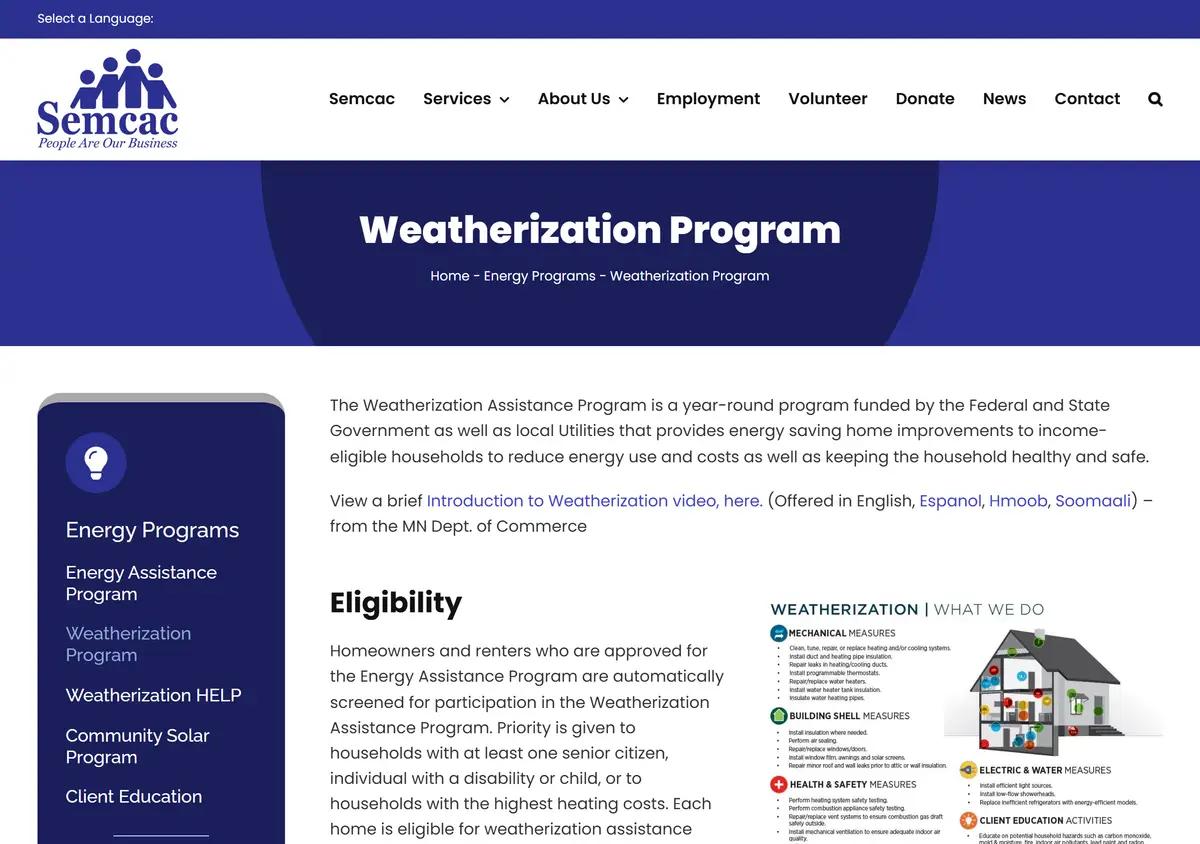 A local Minnesota weatherization provider's program page.