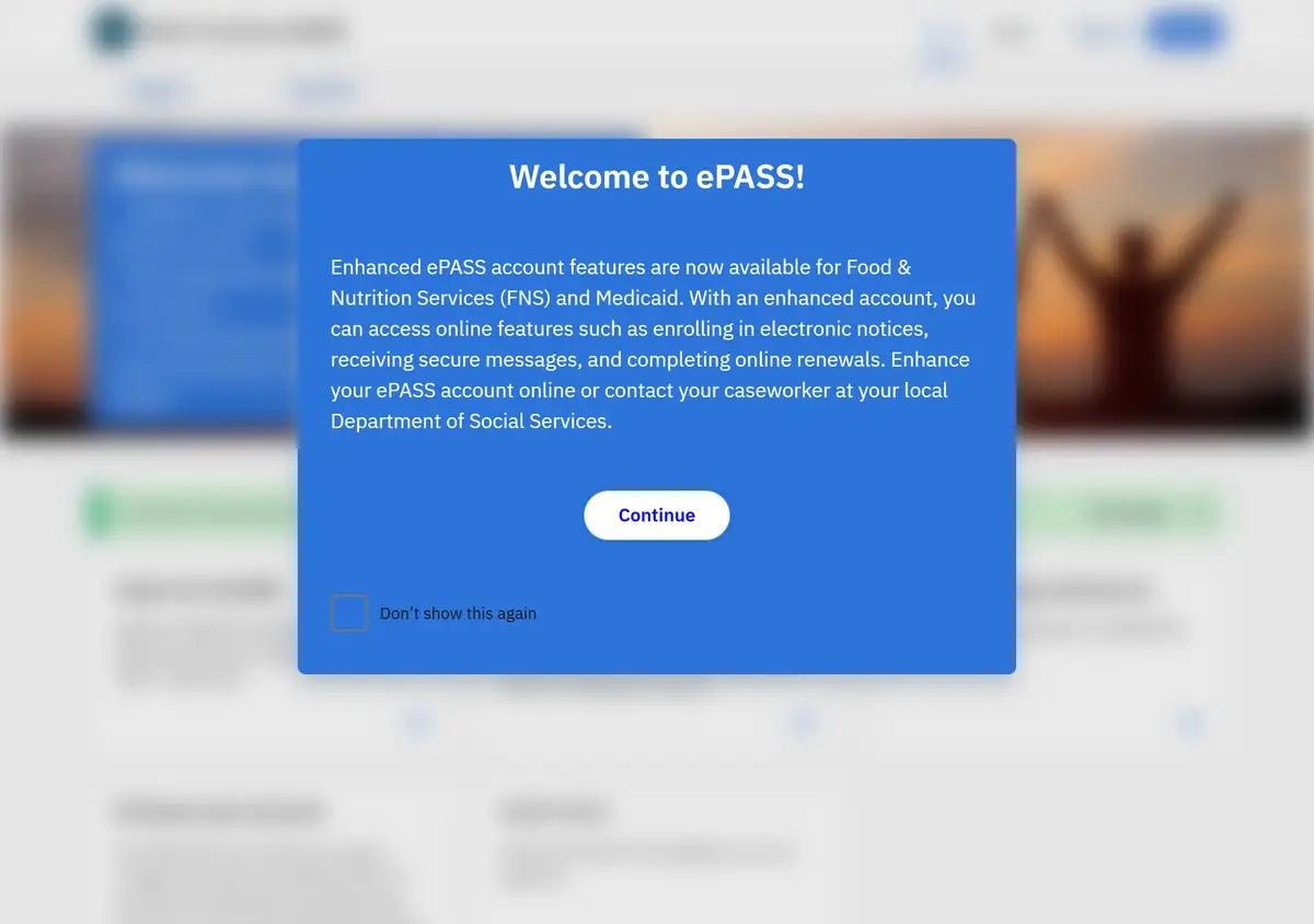 The ePASS homepage, where NC Medicaid applications and renewals happen online.