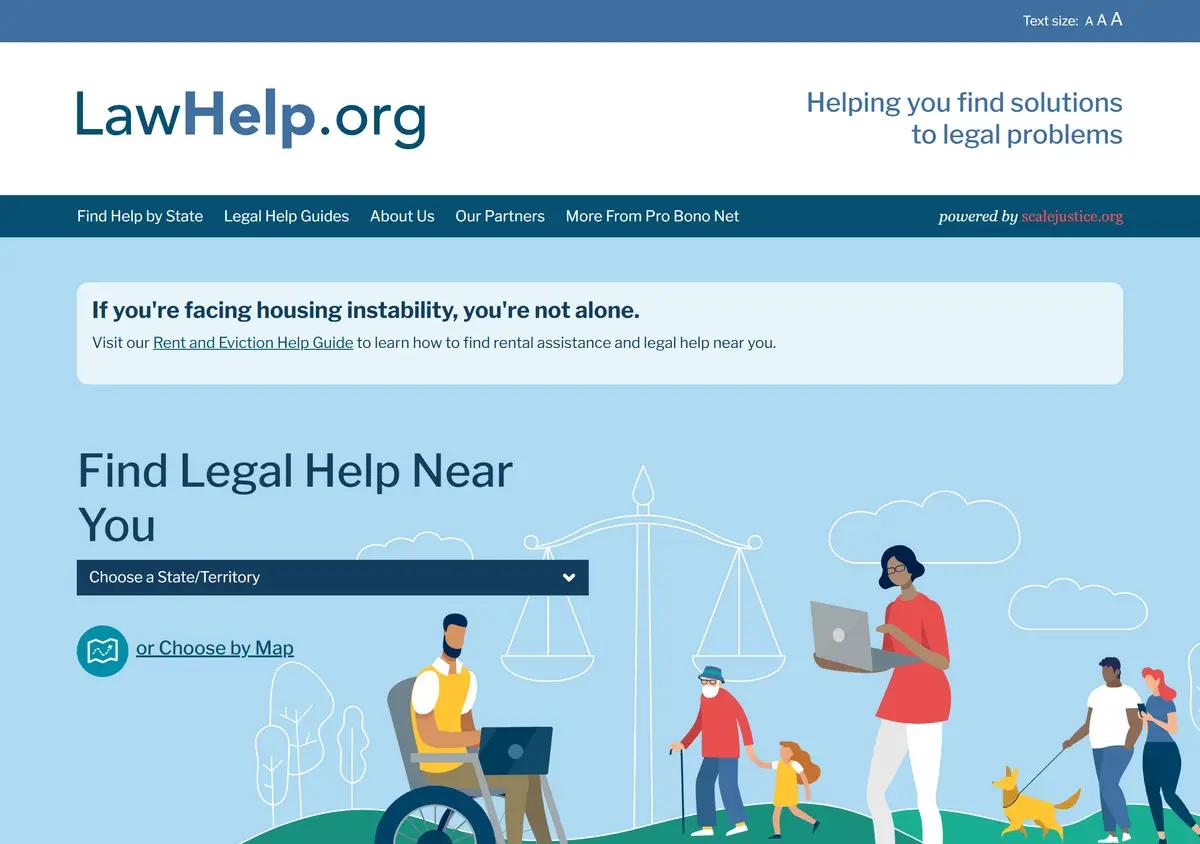 The LawHelp.org homepage.