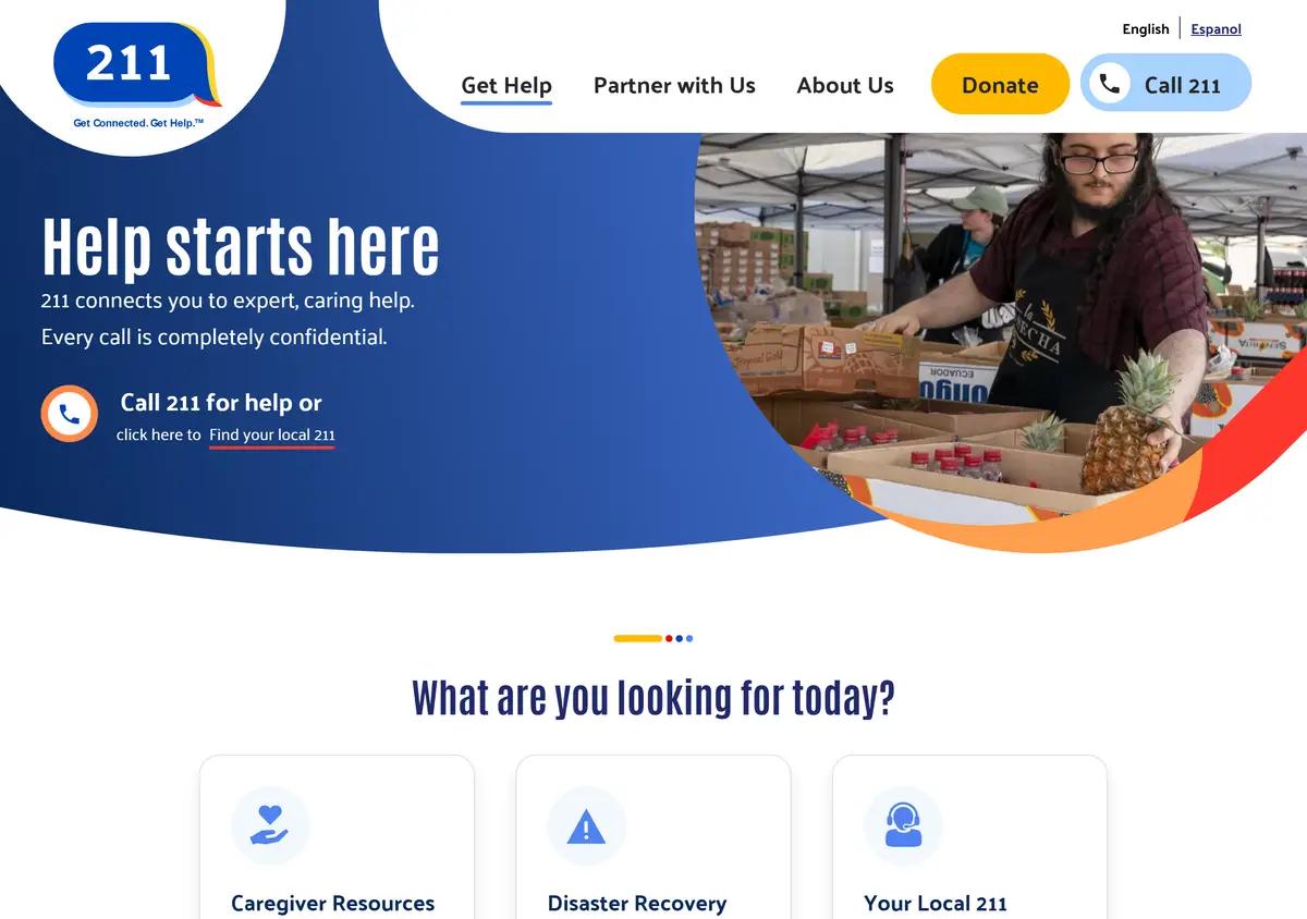 The national 211 homepage.