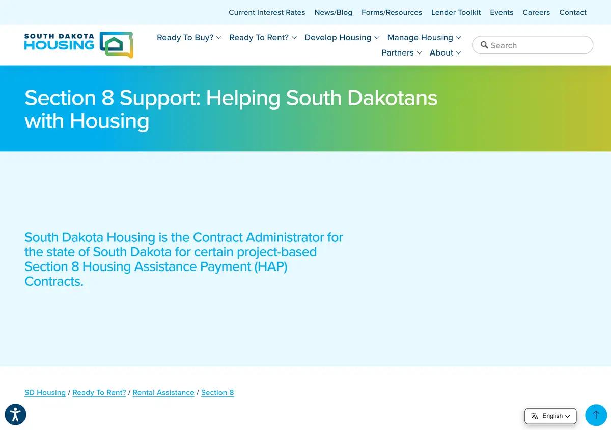 The South Dakota Housing Section 8 page.
