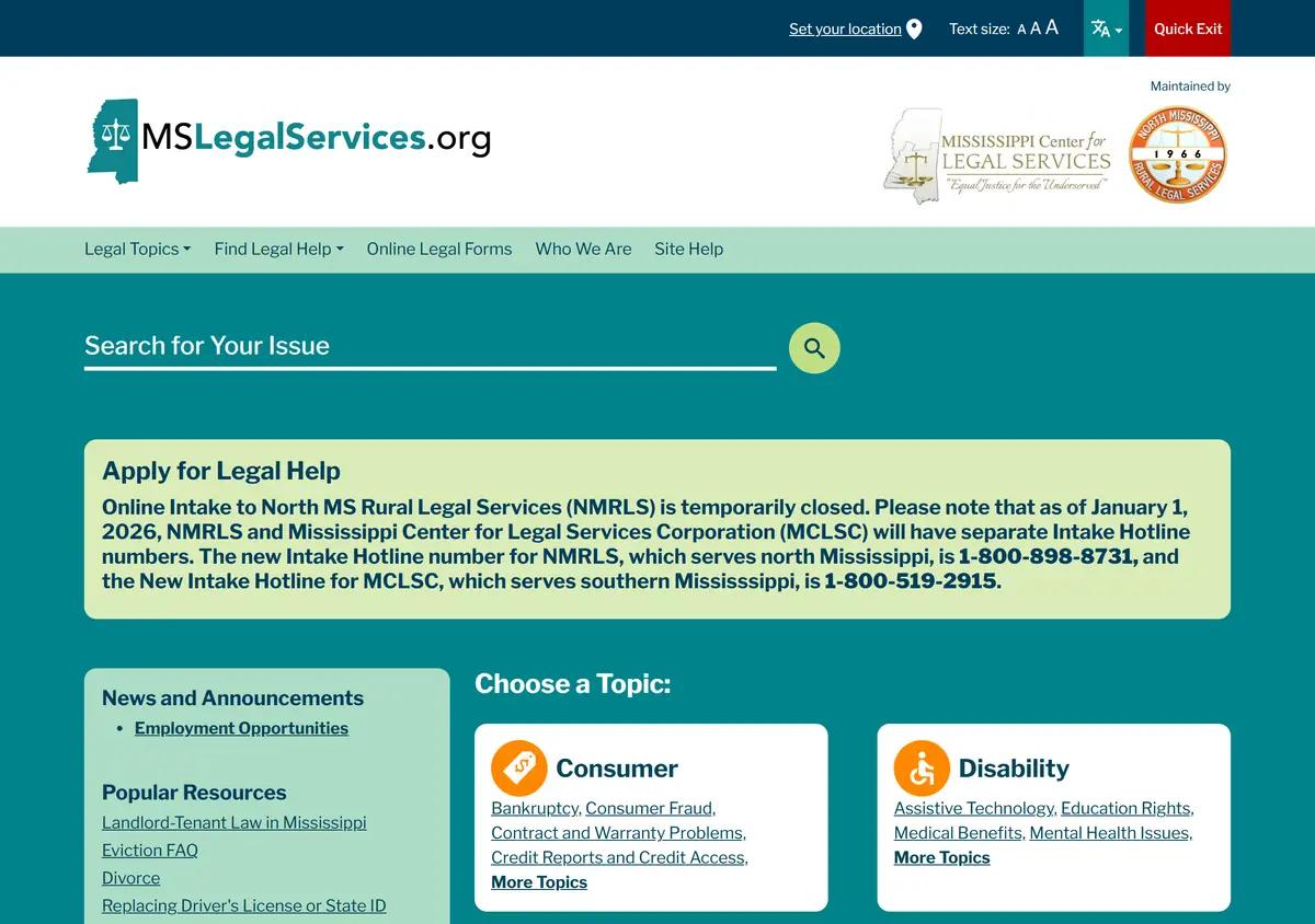 The Mississippi legal services directory.
