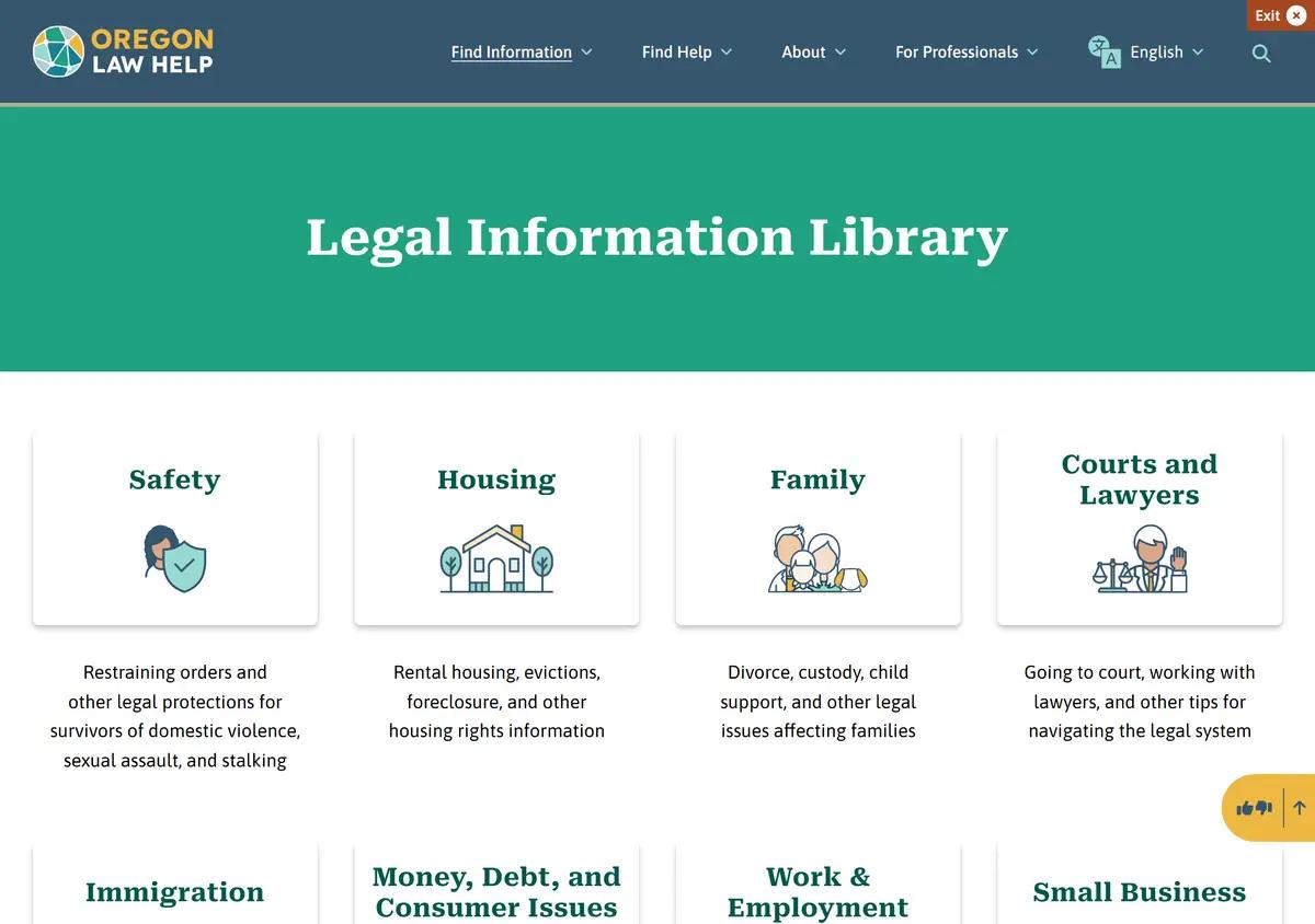 The Oregon Law Help information library.