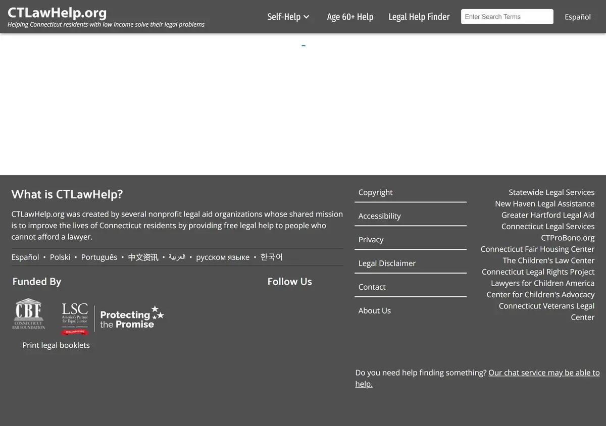 The CTLawHelp legal aid information page.