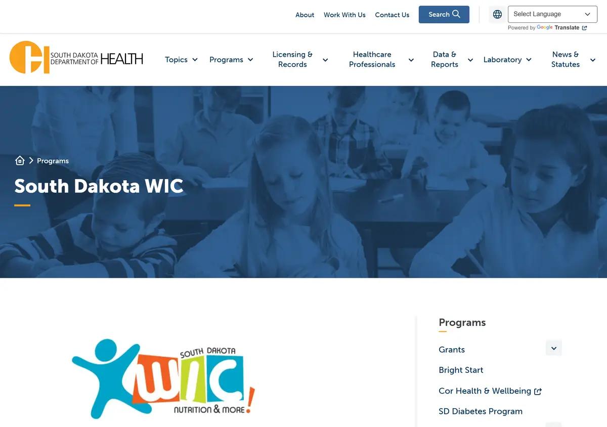 The South Dakota Department of Health WIC page.