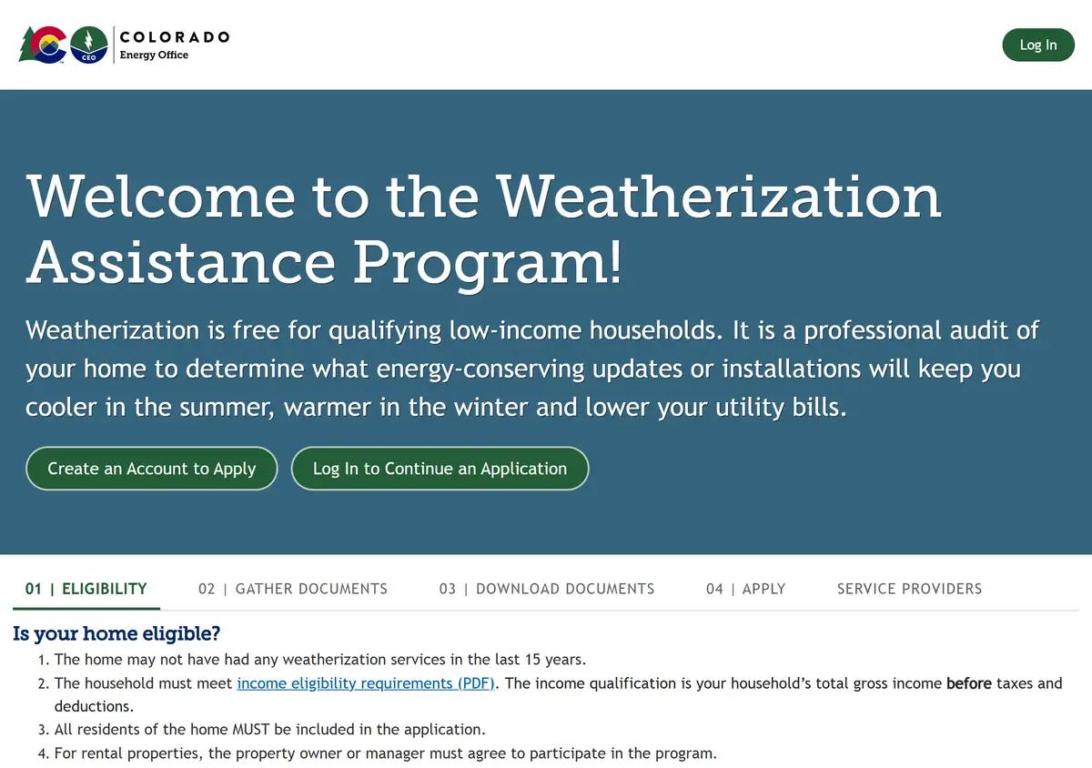 The Colorado weatherization online application.