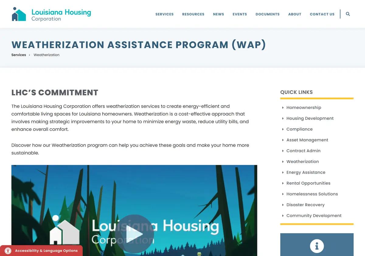 The Louisiana Housing Corporation weatherization page.