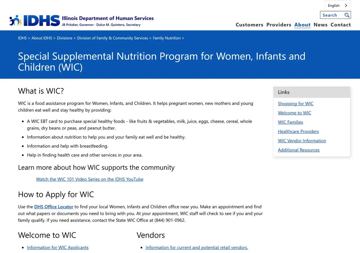 The Illinois DHS WIC program page.