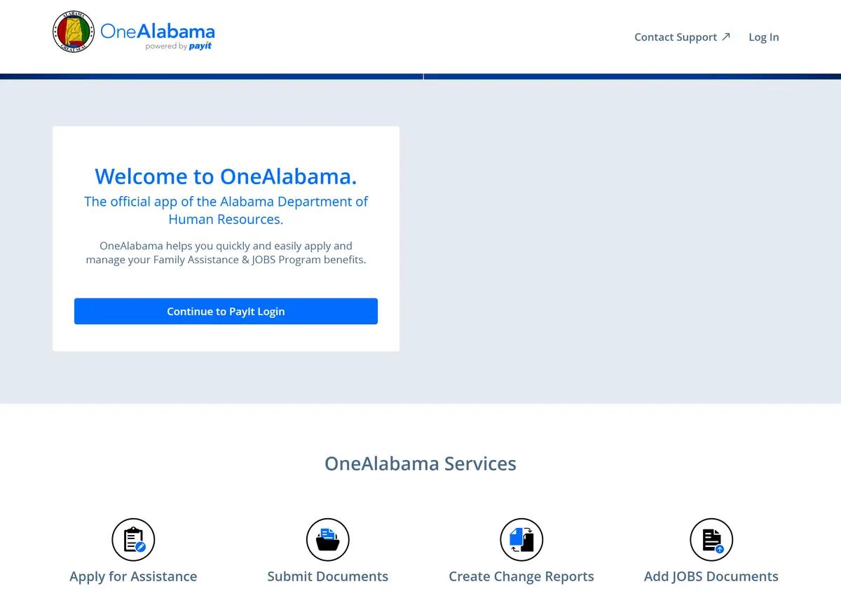 The OneAlabama benefits portal.