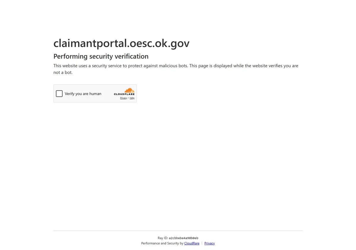 The OESC Claimant Portal login.