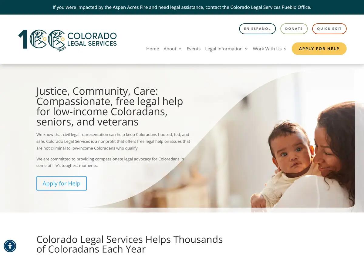 The Colorado Legal Services homepage.