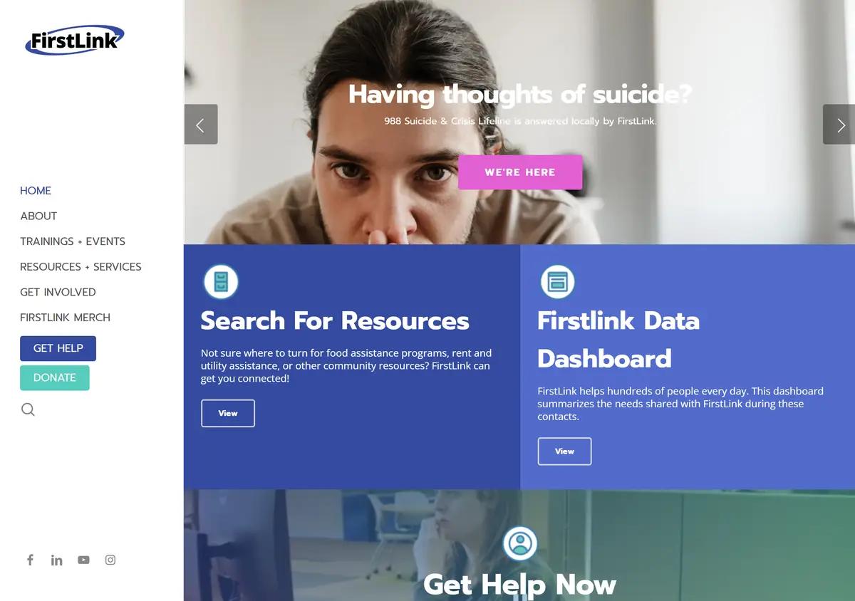 The FirstLink 211 homepage.