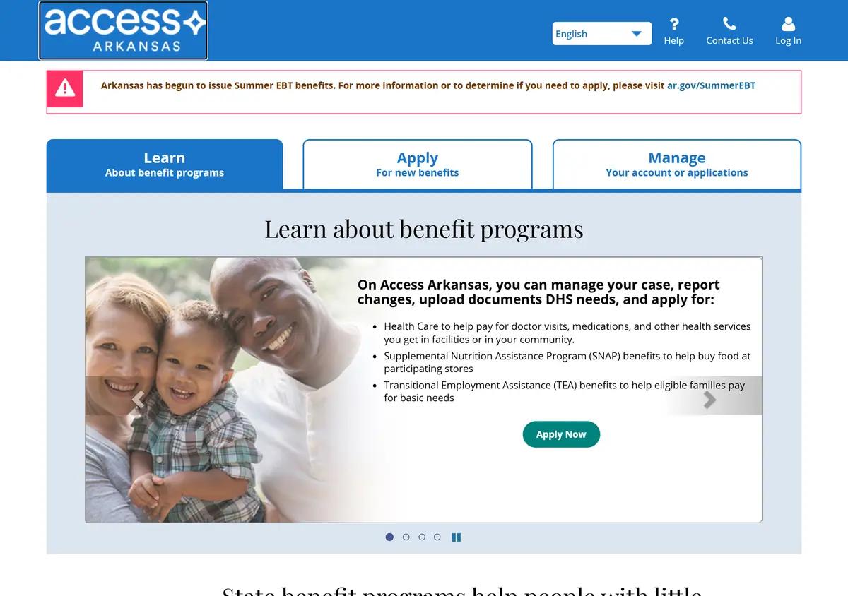 The Access Arkansas benefits portal.