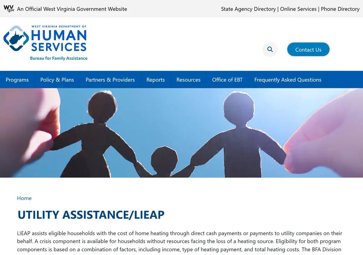 The West Virginia LIEAP program page at bfa.wv.gov.