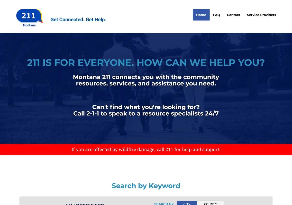 The Montana 211 homepage.