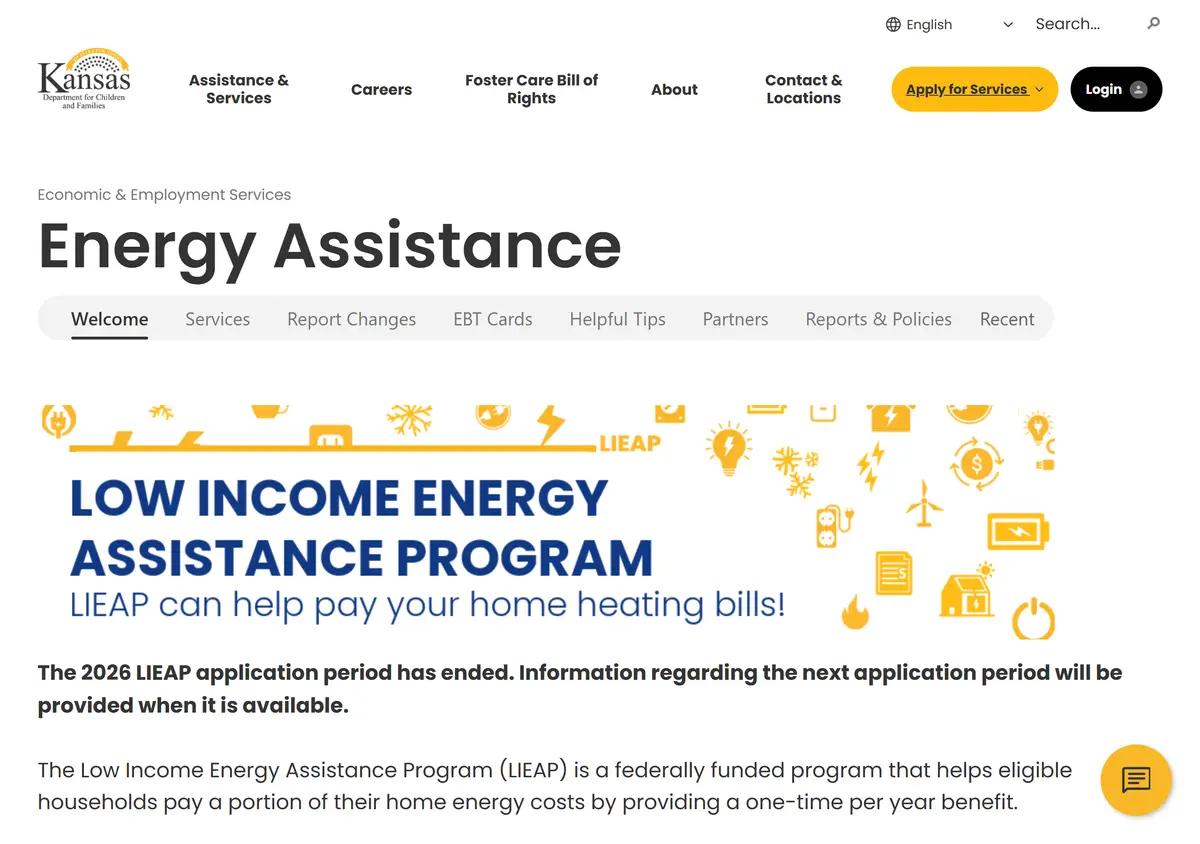 The Kansas DCF energy assistance page.