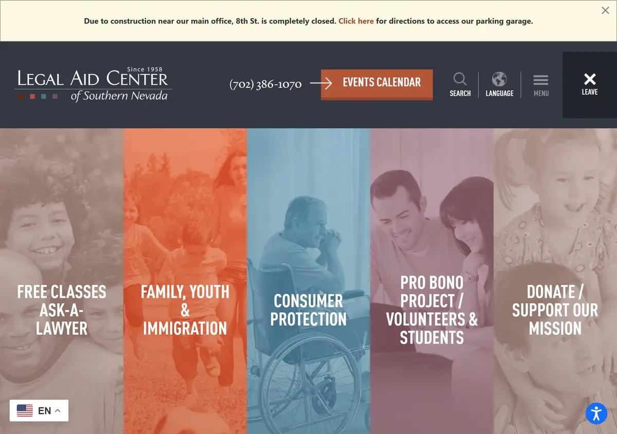 The Legal Aid Center of Southern Nevada homepage.