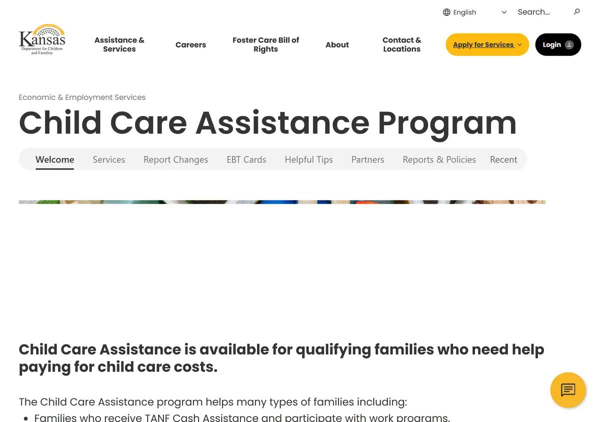 The Kansas DCF Child Care Subsidy page.