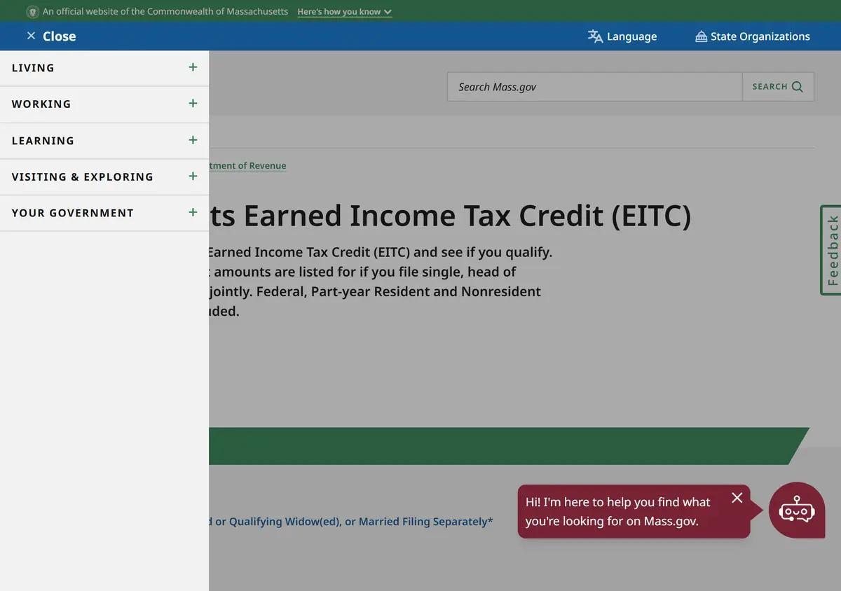 The Massachusetts earned income tax credit page.