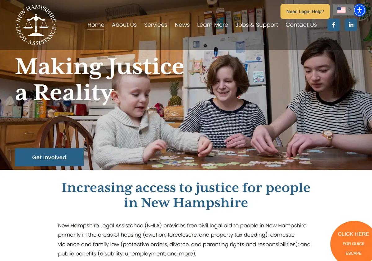 The New Hampshire Legal Assistance homepage.