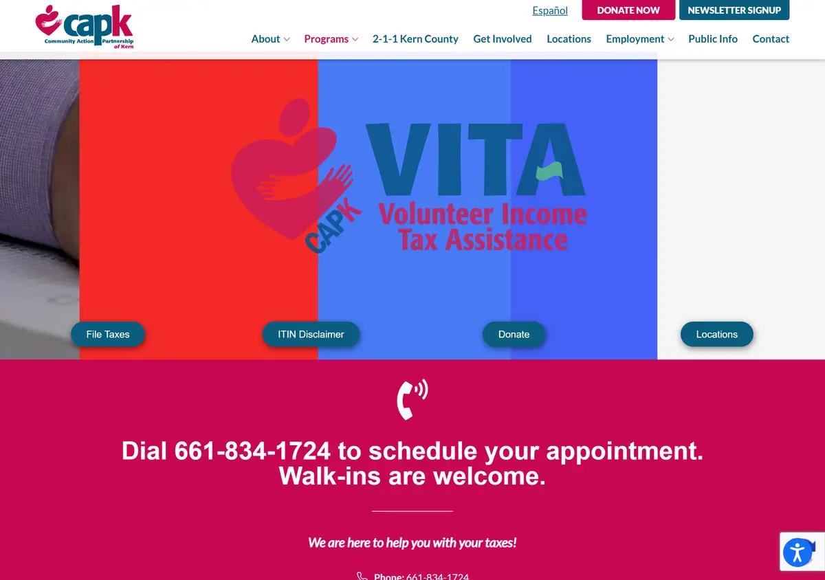 The CAPK VITA tax help page.