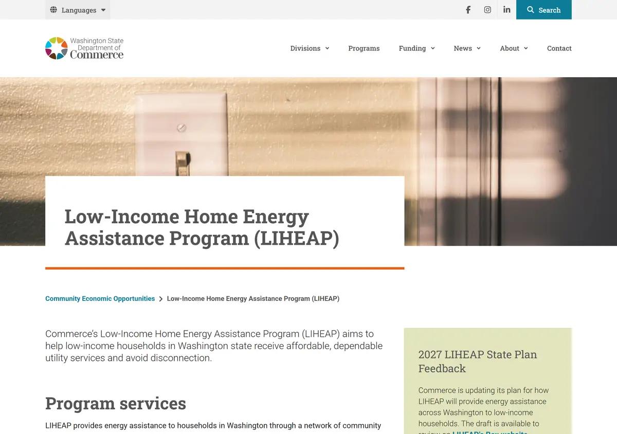 The Washington Commerce LIHEAP page.
