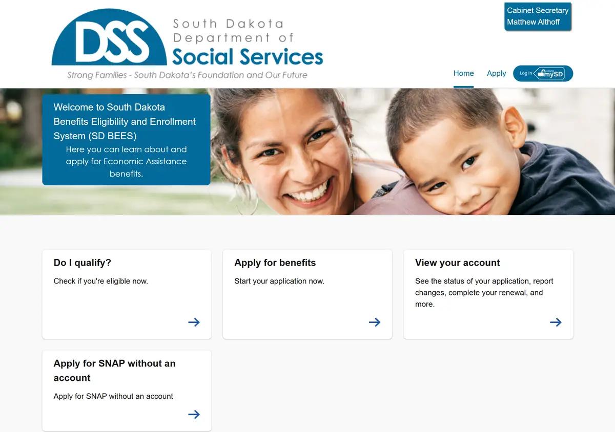 The DSS Benefits Portal where you apply.