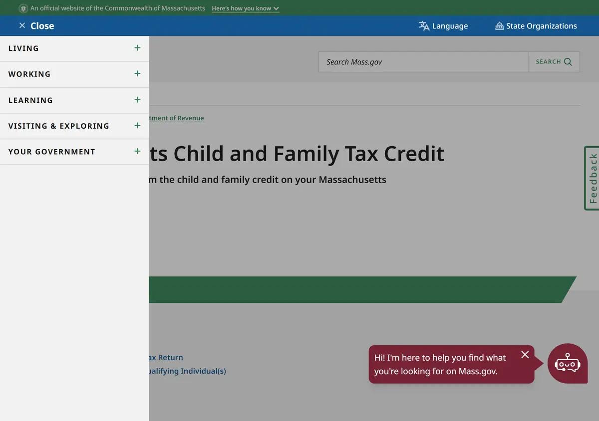 The Massachusetts Child and Family Tax Credit page.