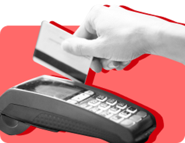 hand swiping credit card through reader