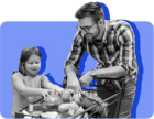 A parent and child shop for food with SNAP benefits. The "Big Beautiful Bill" doesn't restrict what you can buy, but some states are planning bans on junk food.