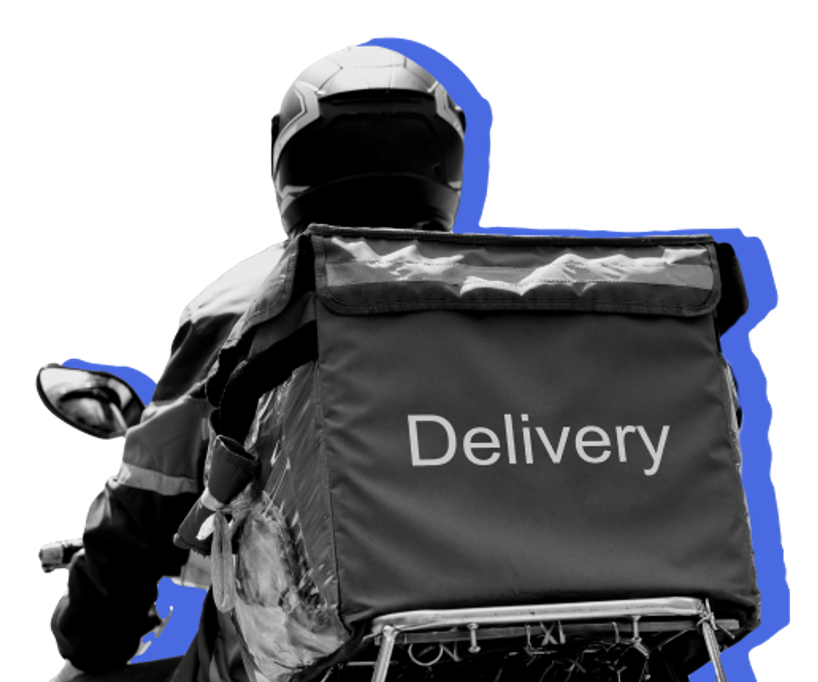 back of a food delivery messenger on a moped or bike