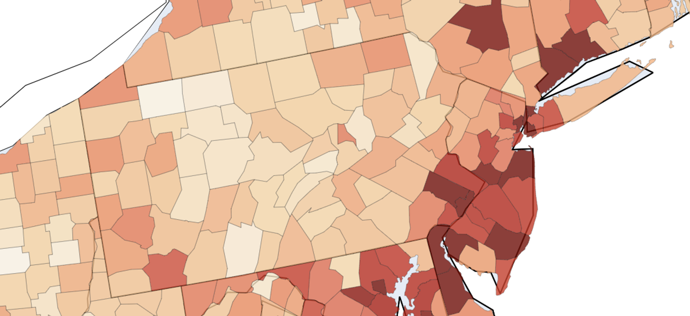 Unrecognized transaction rate by county in Pennsylvania (June 1–July 8, 2026)